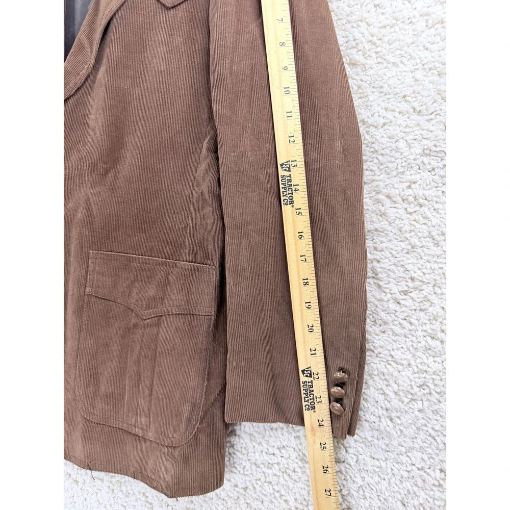 Garrison Park Corduroy Blazer Mens 40R Brown Good Vintage Western Sport Coat